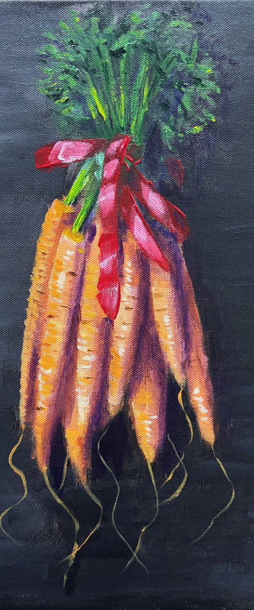 Still Life with Carrots and Red Ribbon by Dmitry Fedorov