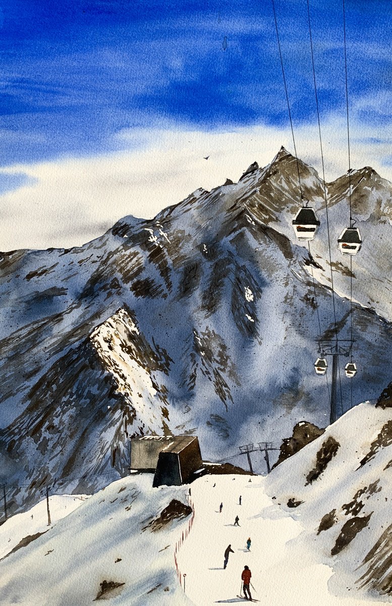 Skiing on Elbrus by Anna Zadorozhnaya