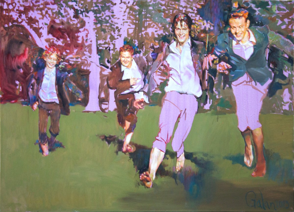 Expressive Portrait Oil Painting By Igor Galan, 55 X 39, The Game, Original Artwork