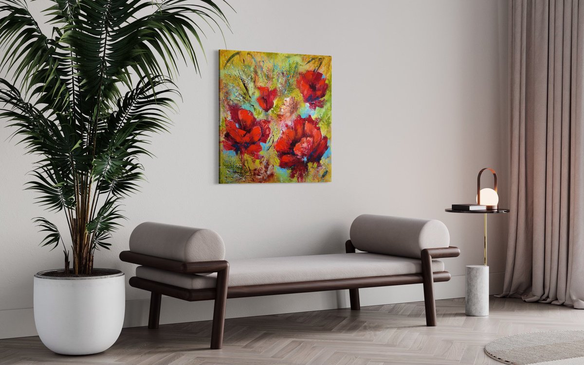 Crimson Dreams: Poppies from the Colours of Summer collection, abstract flower paintin... by Vera Hoi