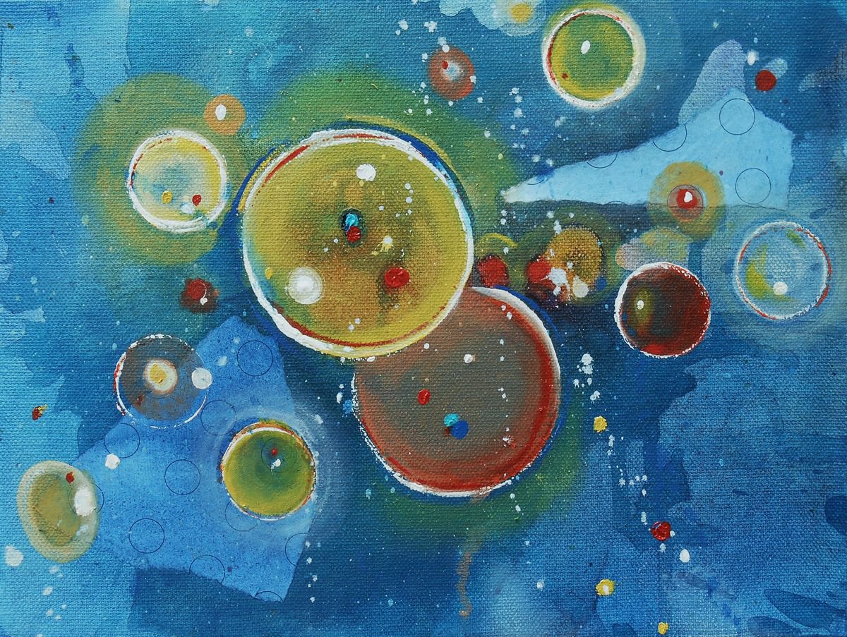 Abstract Landscape Oil Painting By Cynthia Ligeros, 12 X 9, Night Call, Original Artwork