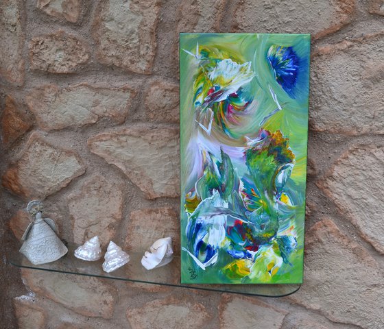 Garden of love - free shipping - palette knife painting - ready to hang