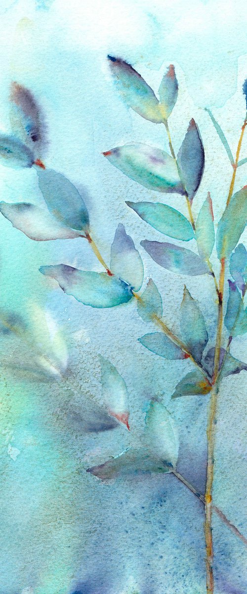 Sprigs of Eucalyptus, Original watercolour painting by Anjana Cawdell