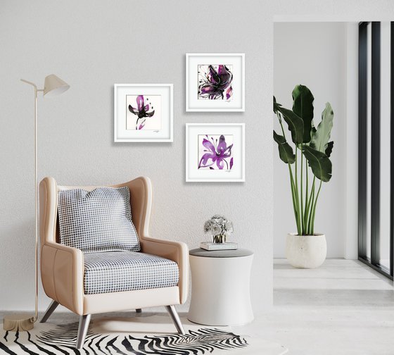 Organic Impressions Collection 16 - 3 Floral Paintings