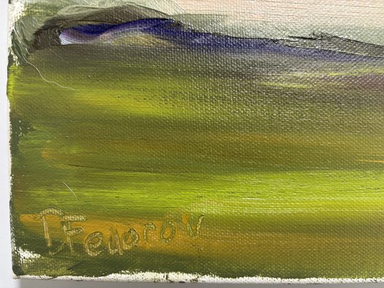 Sunset before storm. Plein air