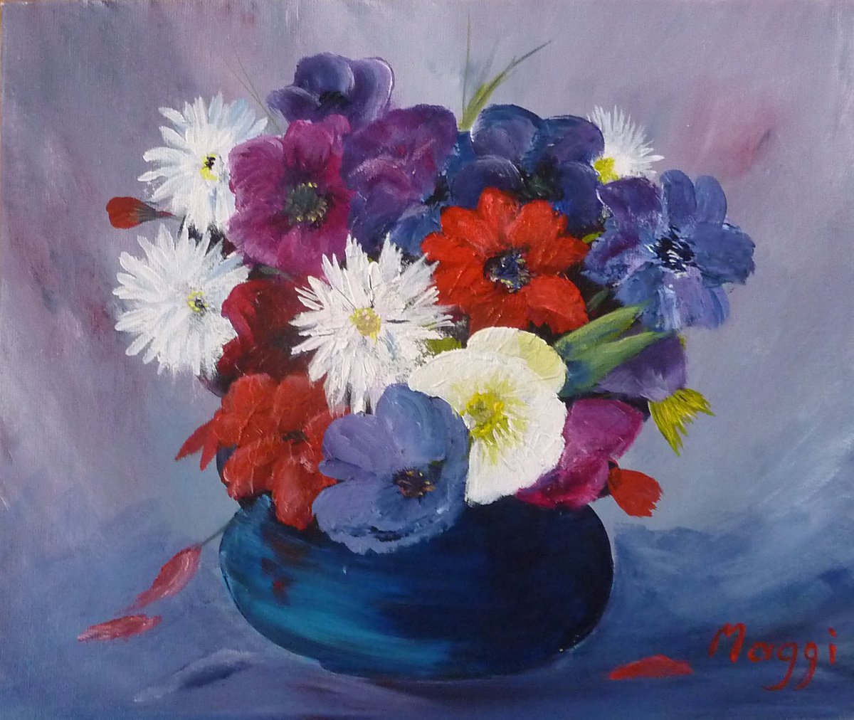 Bowl of Summer Blooms by Margaret Denholm