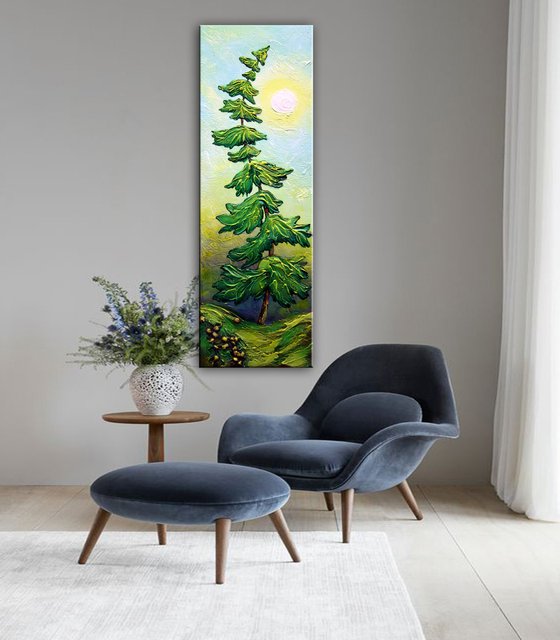 "Alone...."  Pine Tree Painting