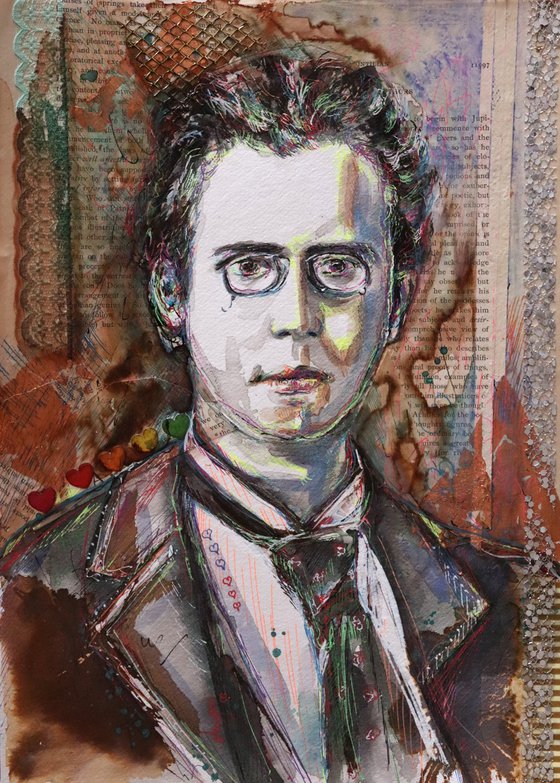 Gustav Mahler - Portrait drawing on paper
