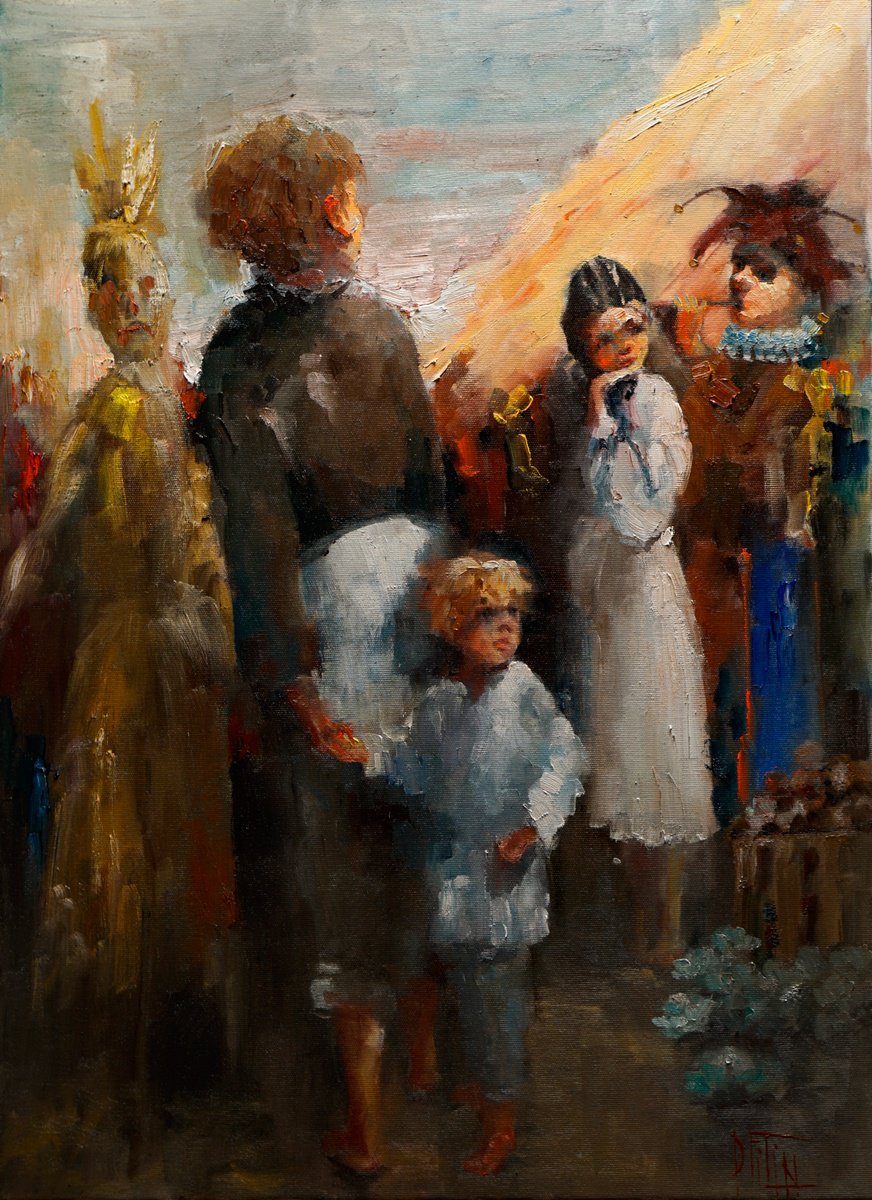 Impressionistic Portrait Oil Painting By Pavel Filin, 22 X 30", Fair, Original Artwork