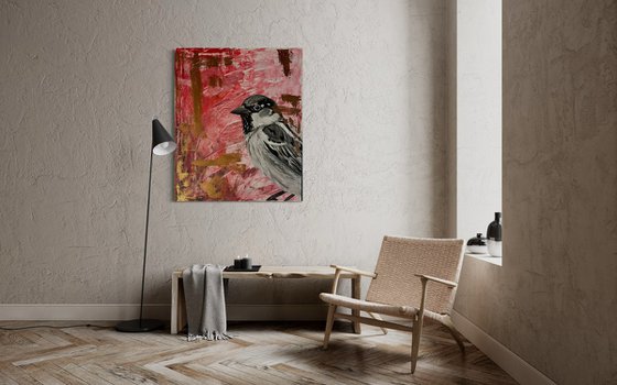 Original Sparrow Acrylic Painting