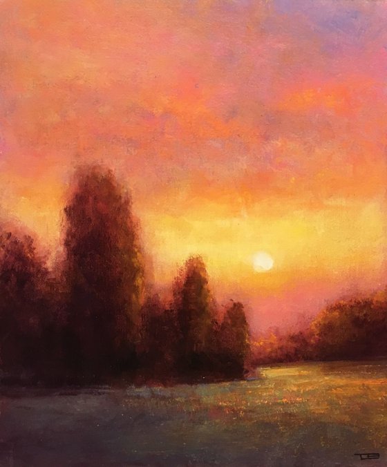 Glowing Sunset impressionist tonal landscape