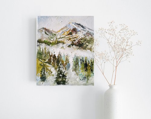 Small oil painting, Forest painting, Landscape wall art by Annet Loginova