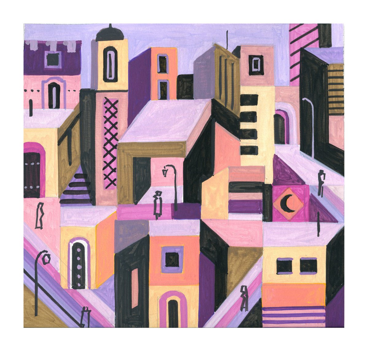 Urban And Pop Acrylic Painting , Marrakesh-10 By Andre Baldet, 10 X 10, Artwork For Sale On Artfinder