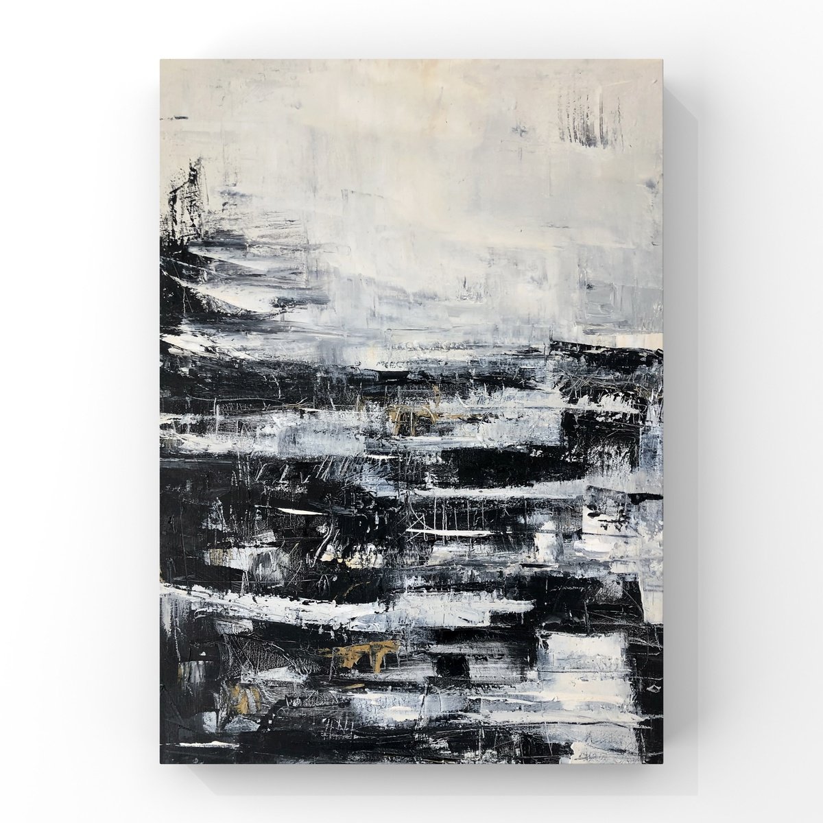 Northern glimpse. Black and white abstract painting. by Ilaria Dessi?