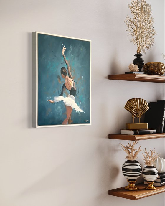 Solo - Framed Ballerina Oil Painting 22" x 18"