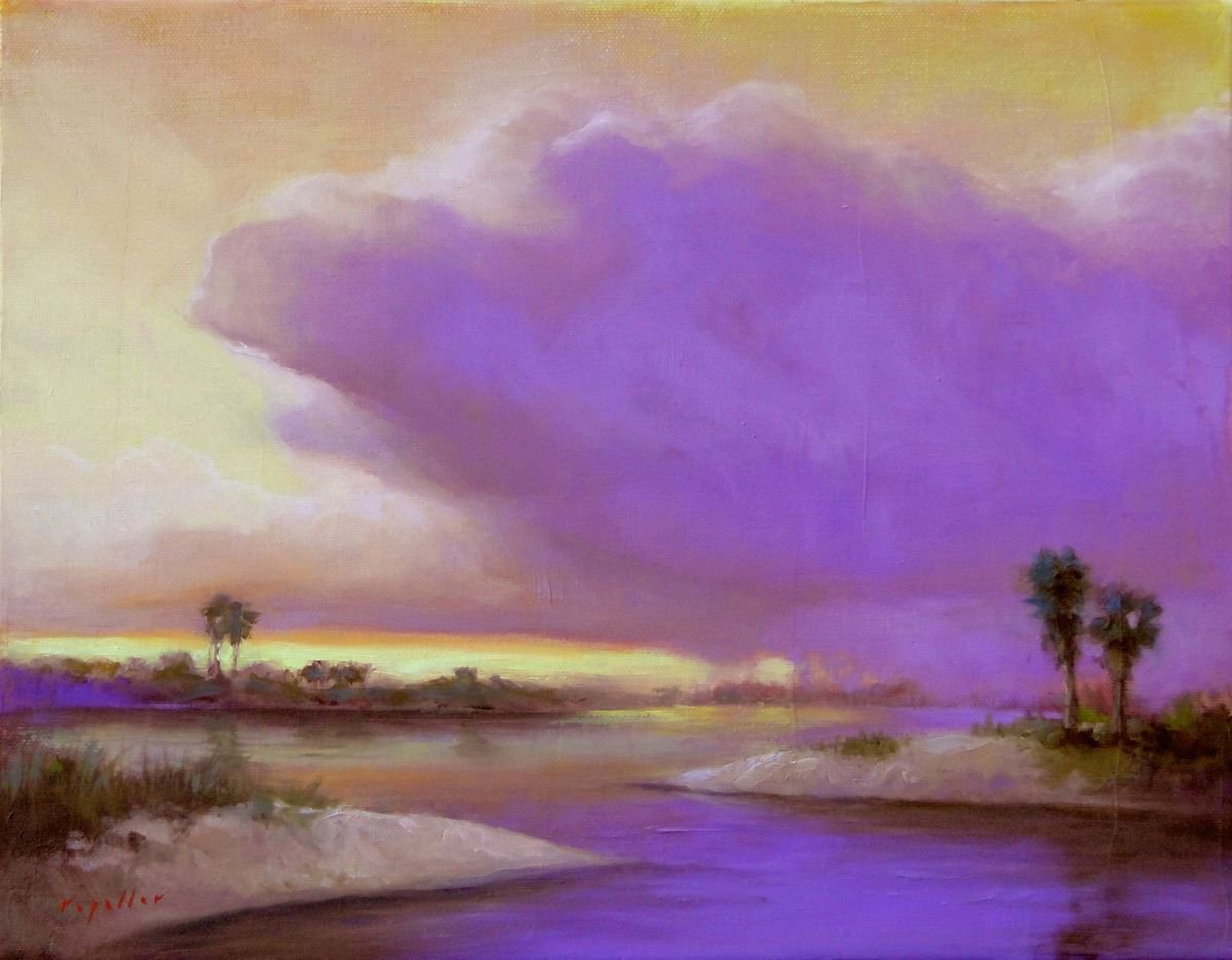 Impressionistic Landscape Oil Painting By Rick Paller, 14 X 11", Watercolor, Original Artwork