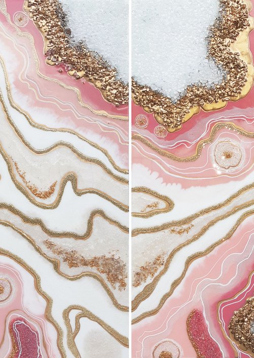 Pink Rose Agate 100 x 170 cm. Geode Art, wall art, Resin art, Resin painting, Modern art by Alexandra Dobreikin