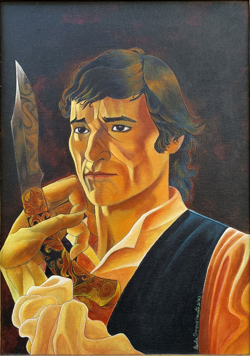 Expressive Portrait Acrylic Painting By Paola Imposimato, 18 X 22", Tribute To Antonio Gades, Original Artwork