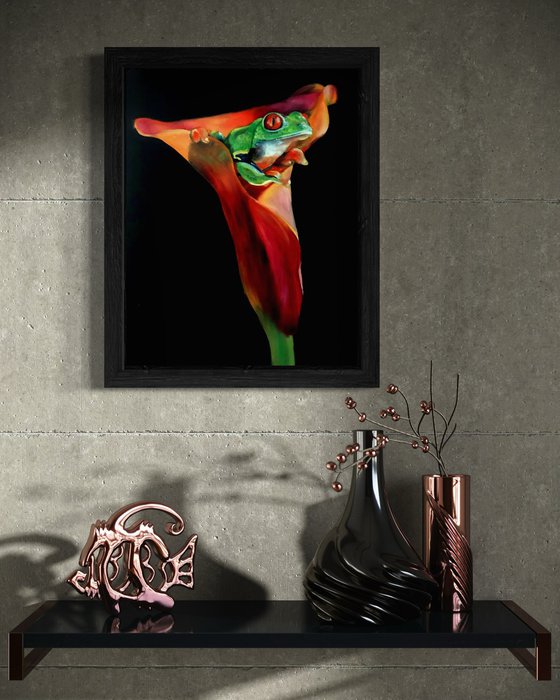 Treefrog in Calla Lily