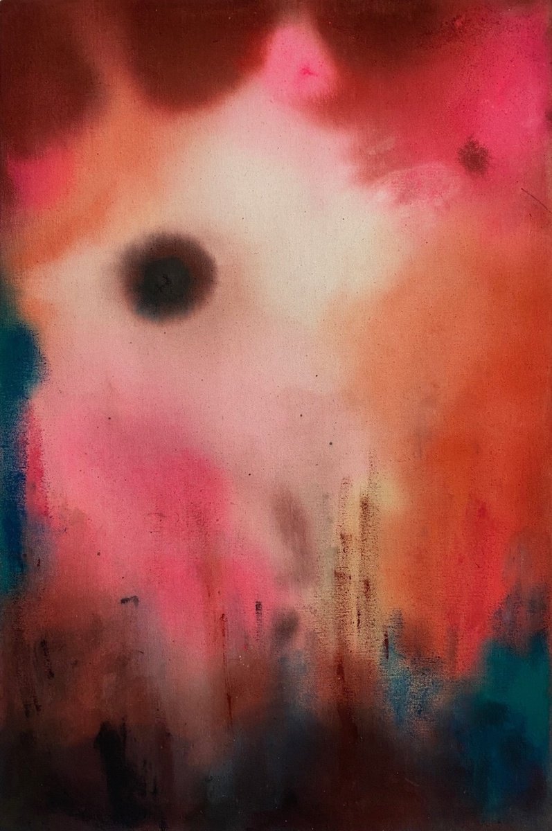 Abstract Painting By Charlotte Gerrard, 22 X 31, Eclipsed 2, Original Artwork