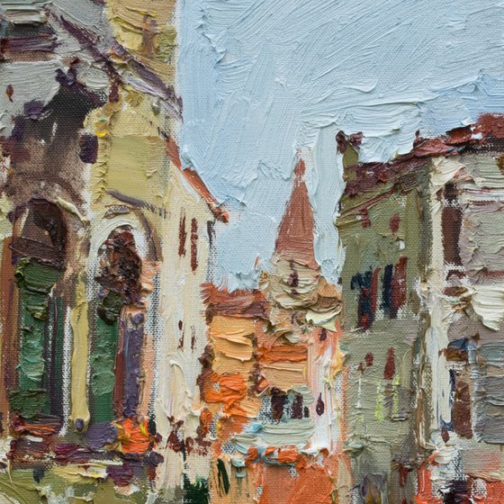 Venice. italian landscape- Original impasto landscape painting textured Oil painting Italy wall art
