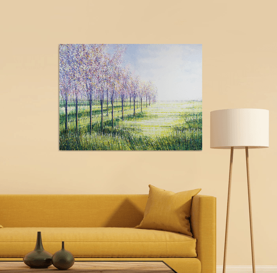 Meadow With Trees In Blossom