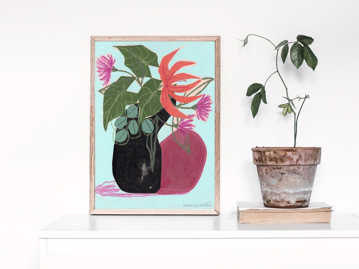 Impressionistic Still Life Acrylic Painting By Marisa Anon, 13 X 17", Spring Florals 21, Original Artwork