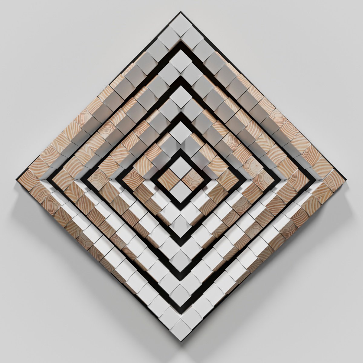 Geometric Abstract Wood Sculpture By Andrij Savchuk, 33 X 33, Pulse, Original Artwork
