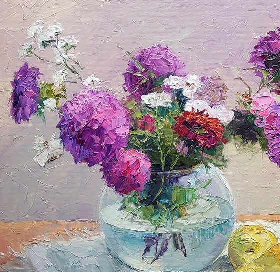 Asters in a Vase on a Table