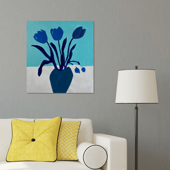 Blue Tulips Minimalist art