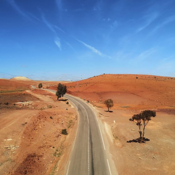 Alone - Colour Desert Landscape Morocco Travel Photography Print, 12x12 Inches, C-Type, Unframed