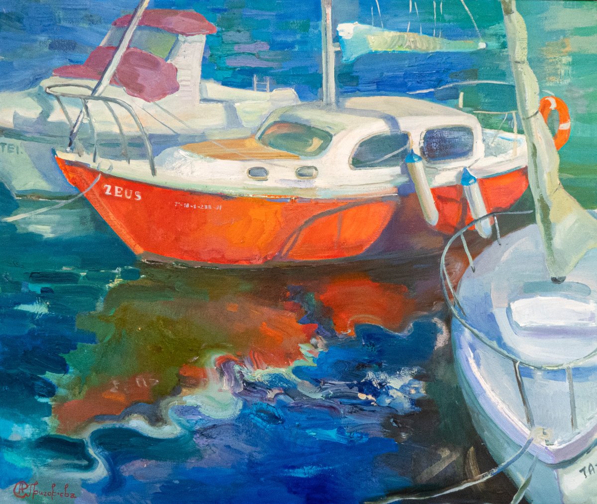 Impressionistic Landscape Oil Painting By Anastasiia Grygorieva, 29 X 24, Red Choice, Original Artwork