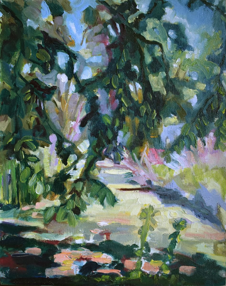 Impressionistic Landscape Oil Painting By Hilde Hoekstra, 9 X 12, On The Waterfront, Original Artwork