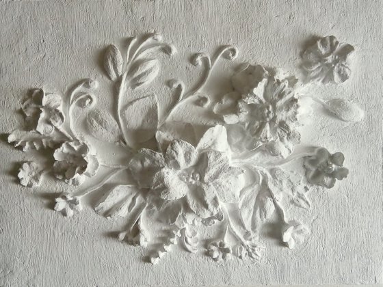 sculptural wall art "Horizontal flower arrangement"