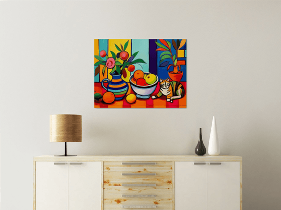Still life with a cat