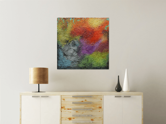 Large Abstract Heavy Textured Painting, Modern Mixed Media Art