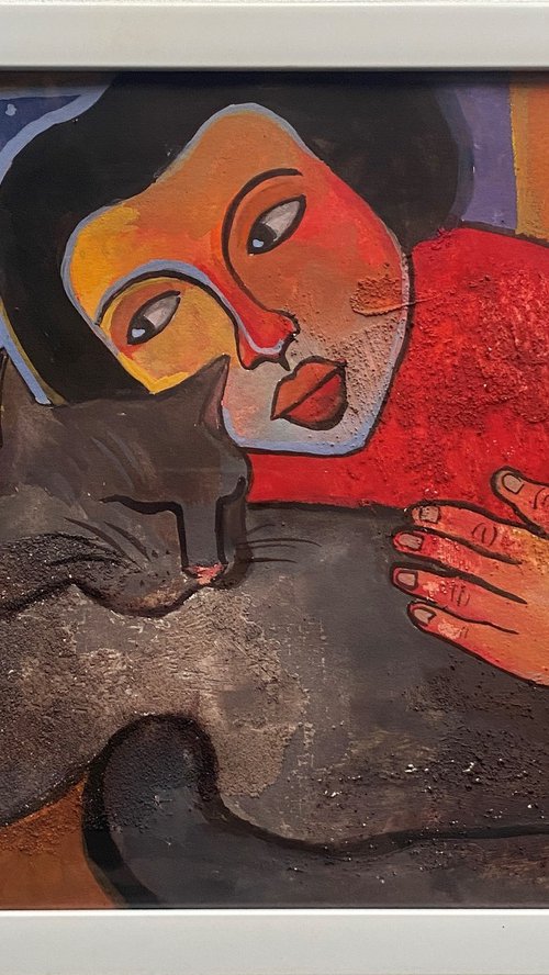 Evening wiht cat by Liubov Ro