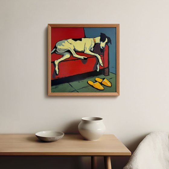 Dog Resting on Sofa