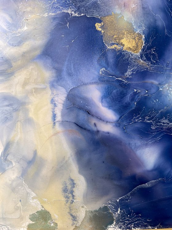 Blue and Gold Abstract Art