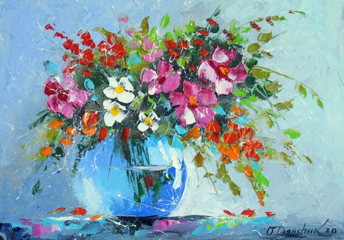 Bouquet of summer flowers in a vase by Olha Darchuk