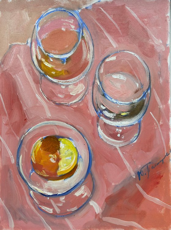 Glass on pink