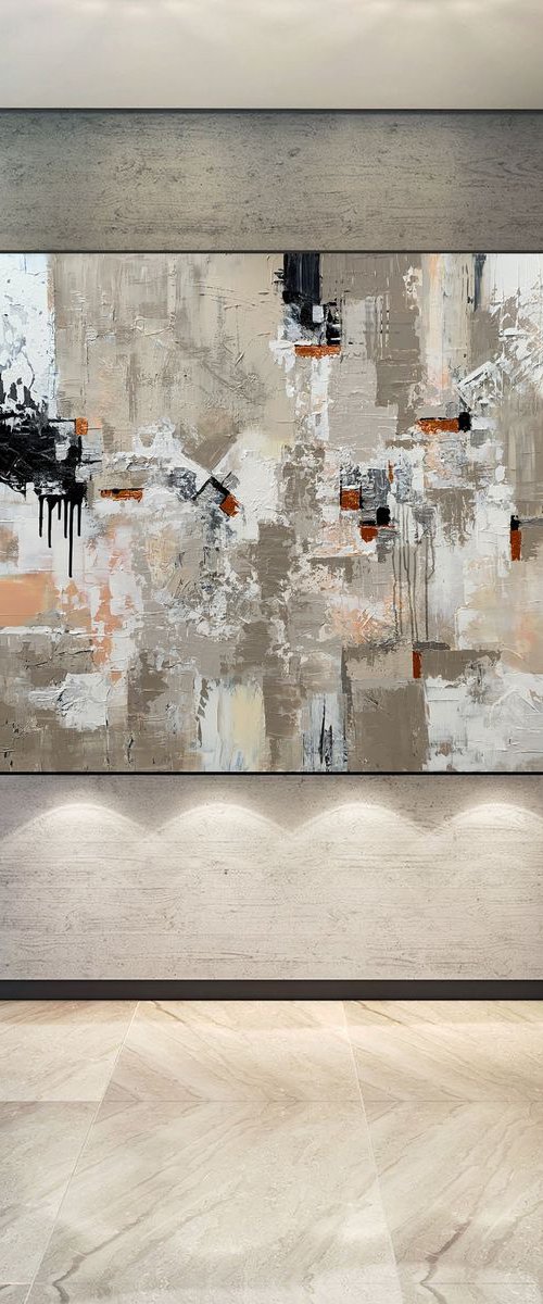 Tranquility - XL LARGE,  TEXTURED ABSTRACT ART – EXPRESSIONS OF ENERGY AND LIGHT. READY TO HANG! by Julijana Ravbar