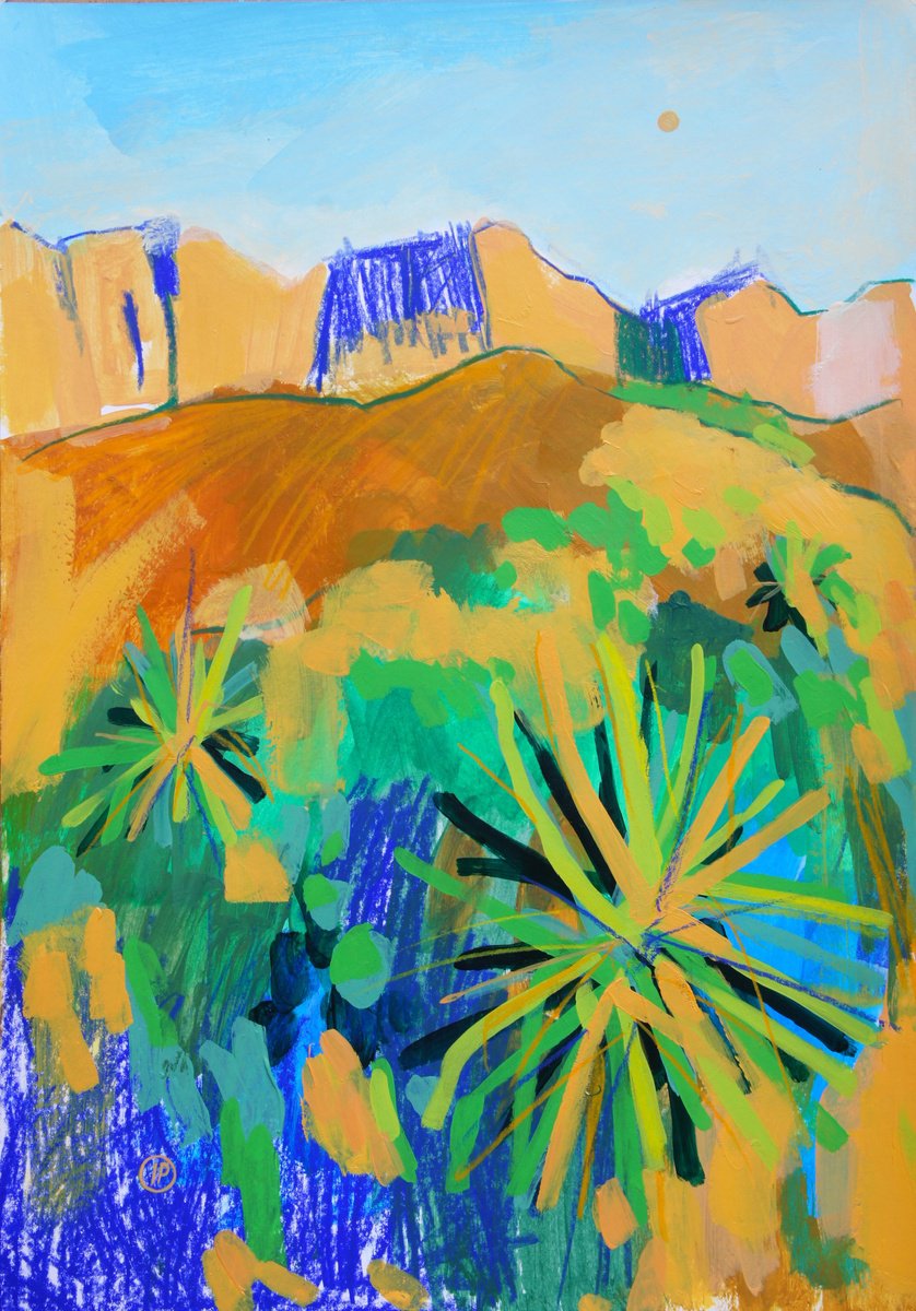 Impressionistic Landscape Painting By Irina Plaksina, 12 X 17, Big Bend Afternoon, Original Artwork