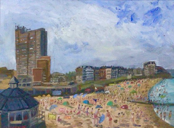 Hot day at Margate, an impressionist oil painting