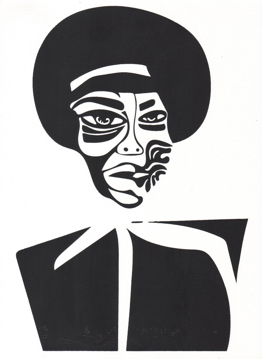 Abstract Portrait Screenprint By Kimi Kaa, 11 X 15", Nina Simone (Jazz Series), Original Artwork