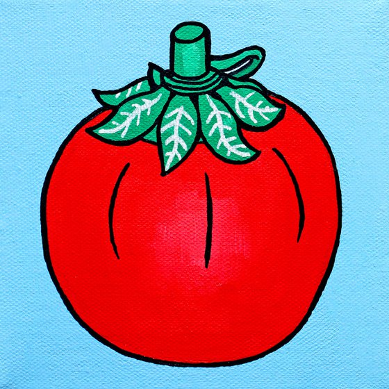 Tomato Ketchup Tomato-Shaped Bottle Pop Art Painting On Miniature Canvas