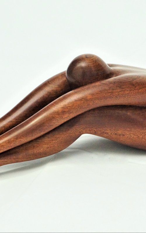 Nude woman wood sculpture FLEXIBILITY by Jakob Wainshtein