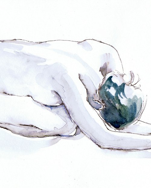 Nude in yoga pose by Julia Wakefield