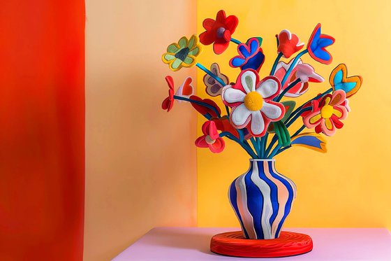 Plush velvet flowers in vase