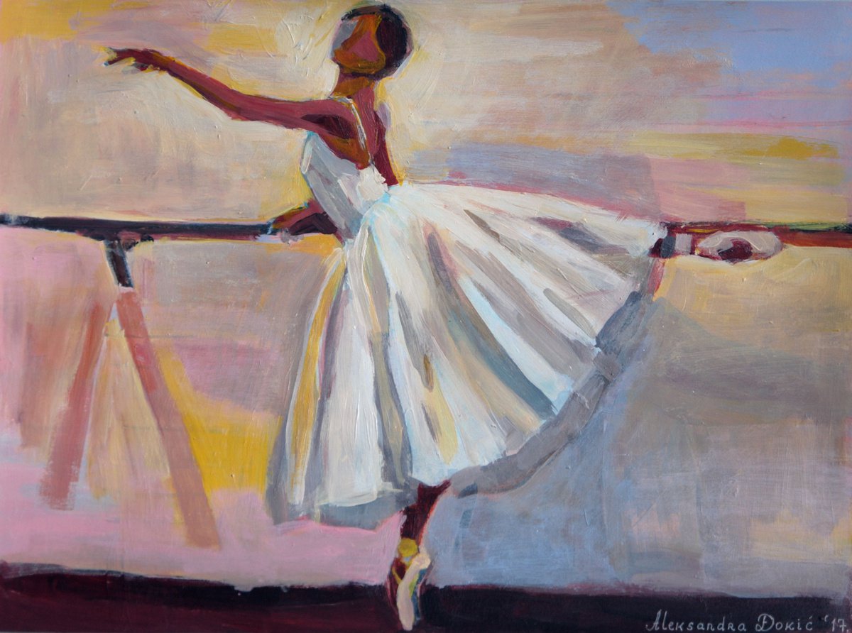 Urban And Pop Portrait Acrylic Painting By Alexandra Djokic, 16 X 12, Ballerina, Original Artwork